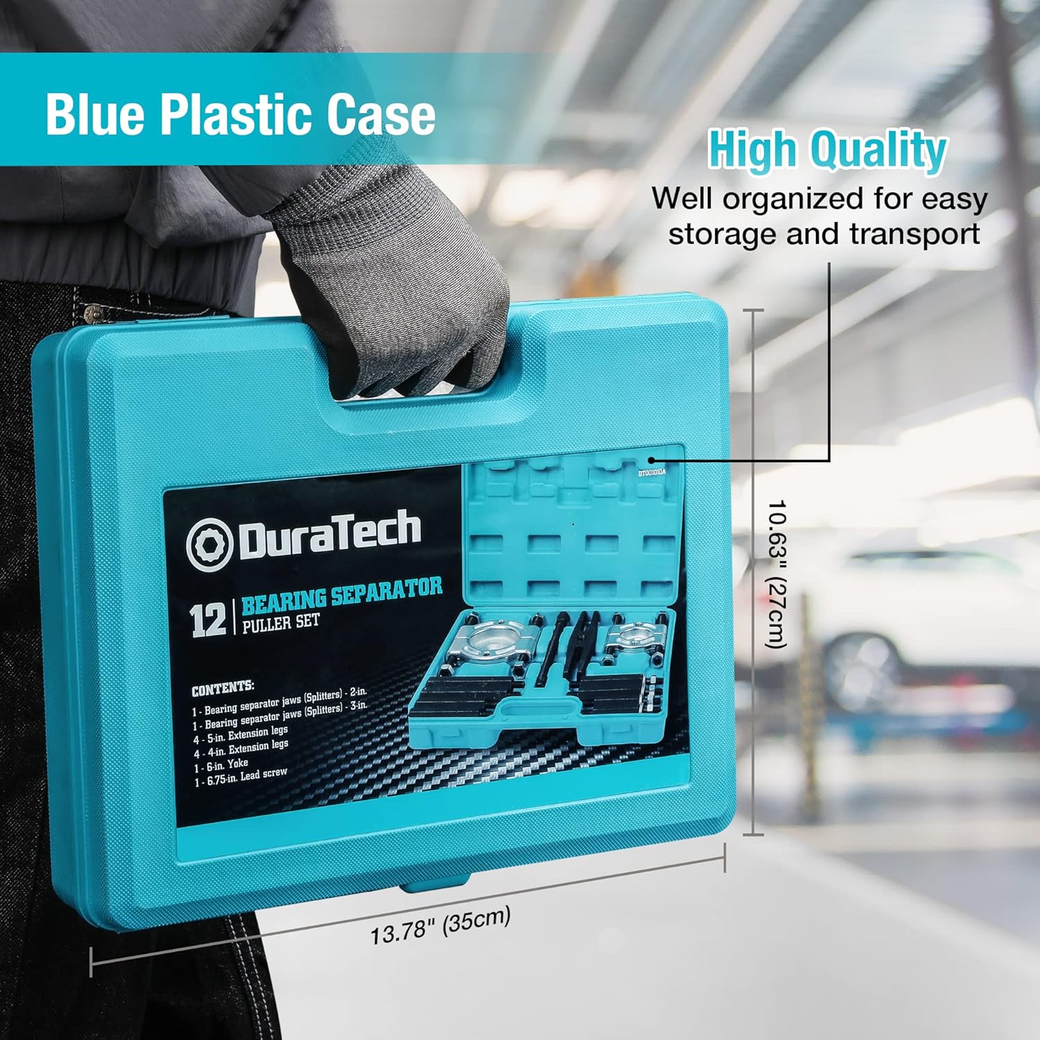 DURATECH 12PCS Bearing Puller Set, 5-ton Capacity Heavy Duty Flywheel Separator Tool, 2" and 3" Bar-Type Splitter Remove Bearings Kit, Gear Puller, Storage Case Included