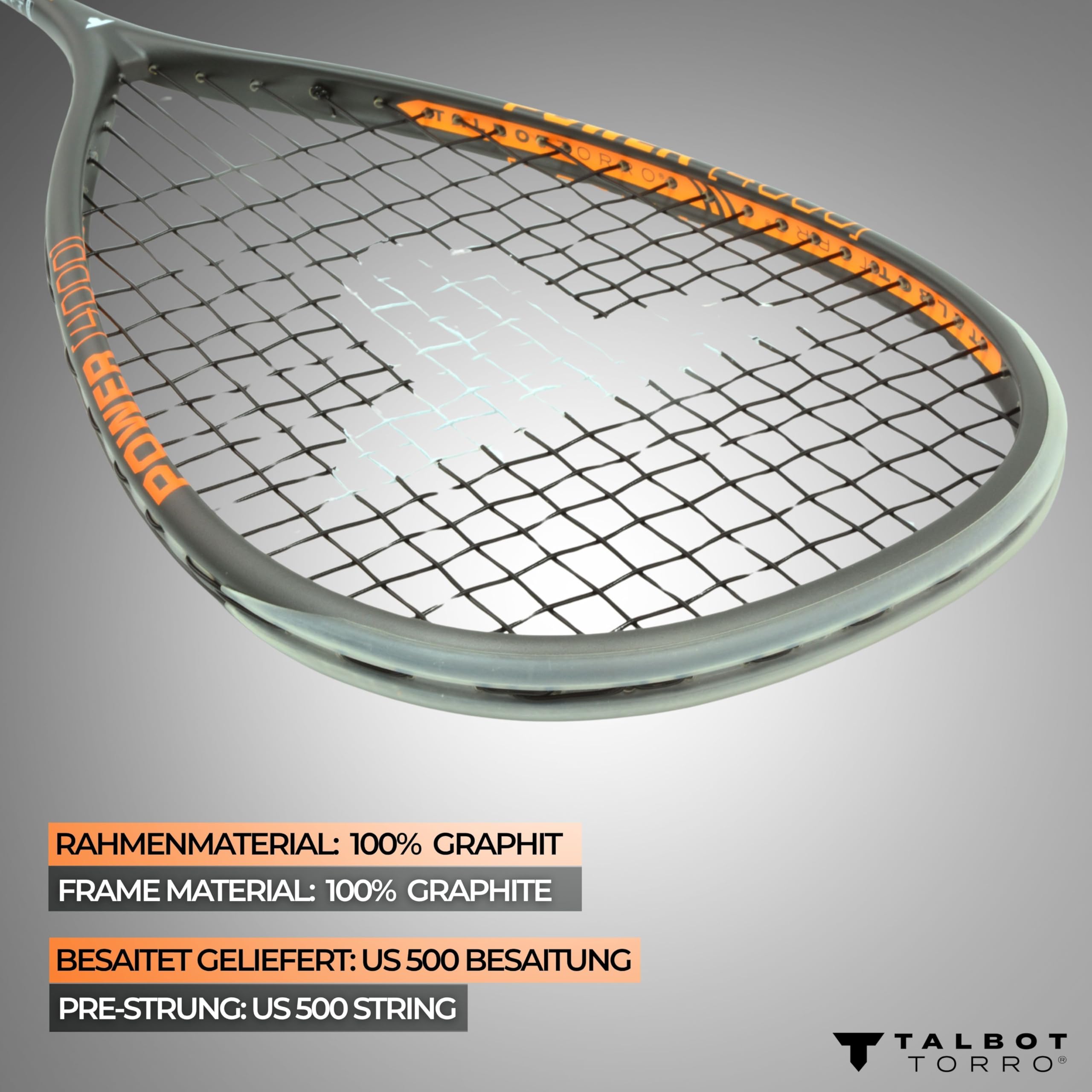 Talbot-Torro Raquette de Squash Power 4000 | Légère, Agressive et Précise | 100% Graphite | Cordée et Prête à Jouer | Idéale pour Les Joueurs Confirmés et Les Joueurs de Club