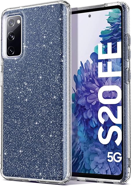 ULAK Case Compatible with Galaxy S20 FE, Clear Glitter Case Sparkly Soft TPU Bumper Cover Bling for Women Girls Transparent Protective Phone Case for Samsung Galaxy S20 FE 4G/5G 6.5 inches - Glitter