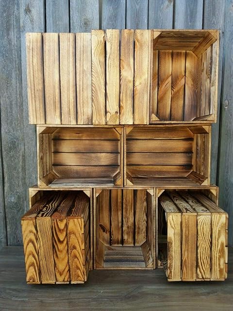 Amazing Strong Rustic Burnt Smaller Storage Wooden Fruit Apple Crates Box-Clean! (10)