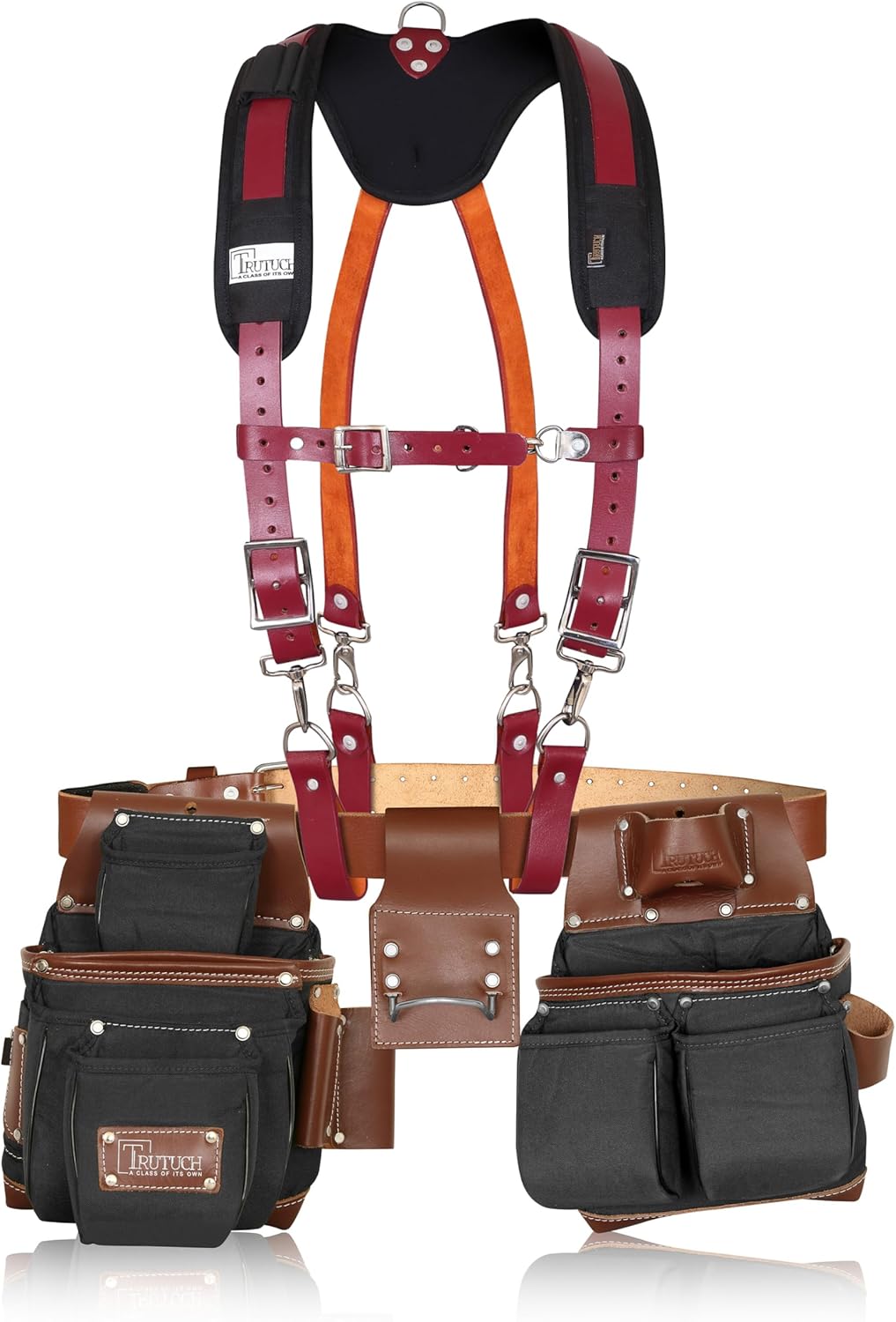 TRUTUCH Nylon and Leather Tool Belt with Suspender Framing Tool Bags Leather