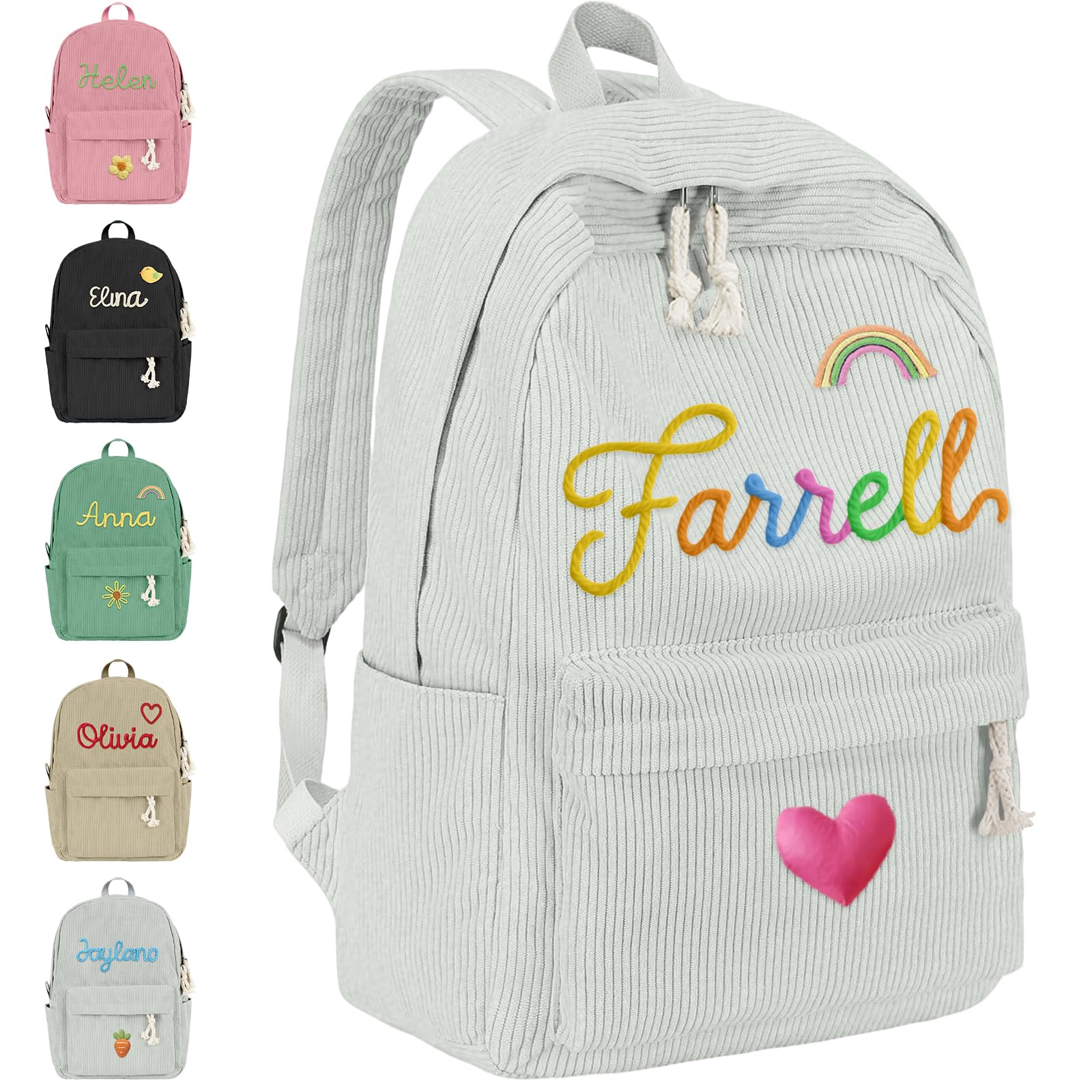 WBgjsnklbnl Custom Backpack with Name Personalized School Bookbag Bulk Customize for Kids Boy Girl Travel Camping Casual-Gray