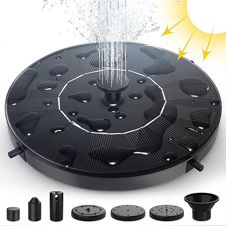 Image Solar Powered Fountain Pump, EGNBU Circle Solar Pond Fountain Floating Mini Solar Water Fountains Garden Decorations for Bird Bath, Pond, Pool, Fish Tank and Aquarium, with 6-in-1 Nozzle&Fastening Kit Image Solar Powered Fountain Pump, EGNBU Circle Solar Pond Fountain Floating Mini Solar Water Fountains Garden Decorations for Bird Bath, Pond, Pool, Fish Tank and Aquarium, with 6-in-1 Nozzle&Fastening Kit
