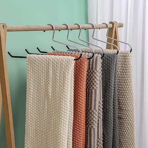 Miniatura 7 de VASLIM Perchas extra anchas para cortinas y mantas, revestidas en vinilo negro resistente y antideslizante - Soporta hasta 40 libras - Ideal para