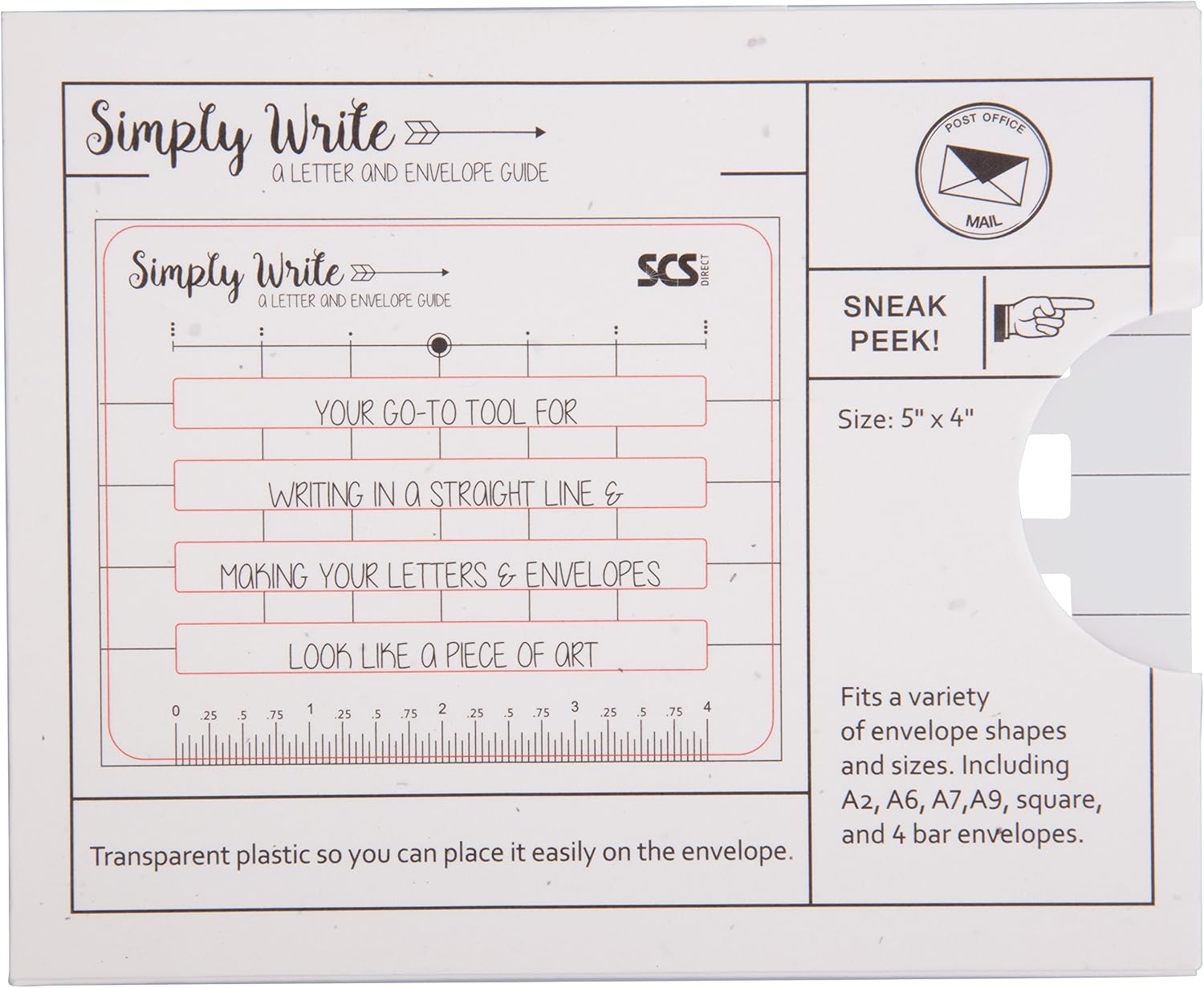 Lettering Envelope Addressing Stencil - Template Ruler Guide for Perfectly Straight Addressing- Fits All Envelopes (1 Pack) - Great for Sending Cards