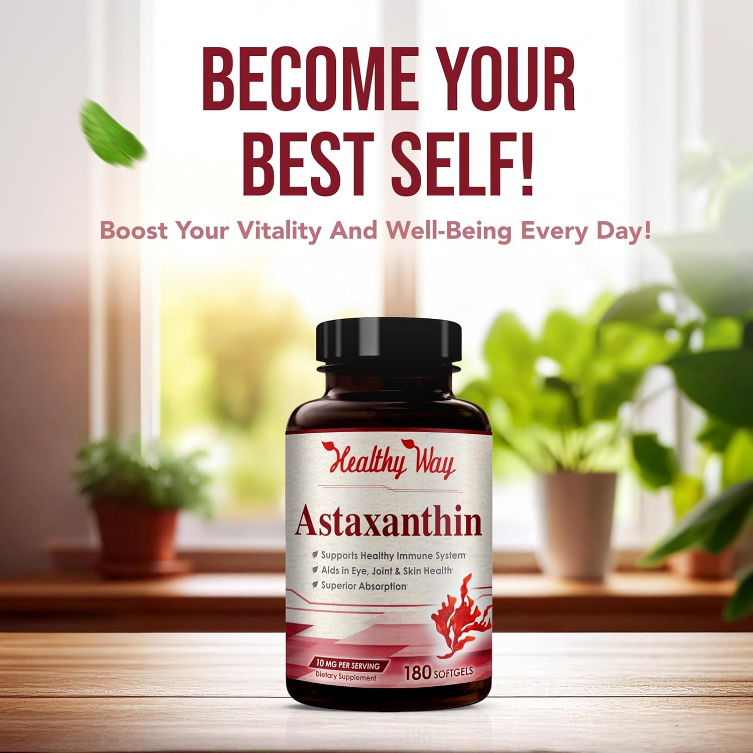 Easy Absorption Astaxanthin Supplement - 10mg Astaxanthin from Haematococcus Pluvialis Fresh Microalgae for Skin and Eye Health Support - Rich in Antioxidants and Carotenoids (180 Servings) - Image 6