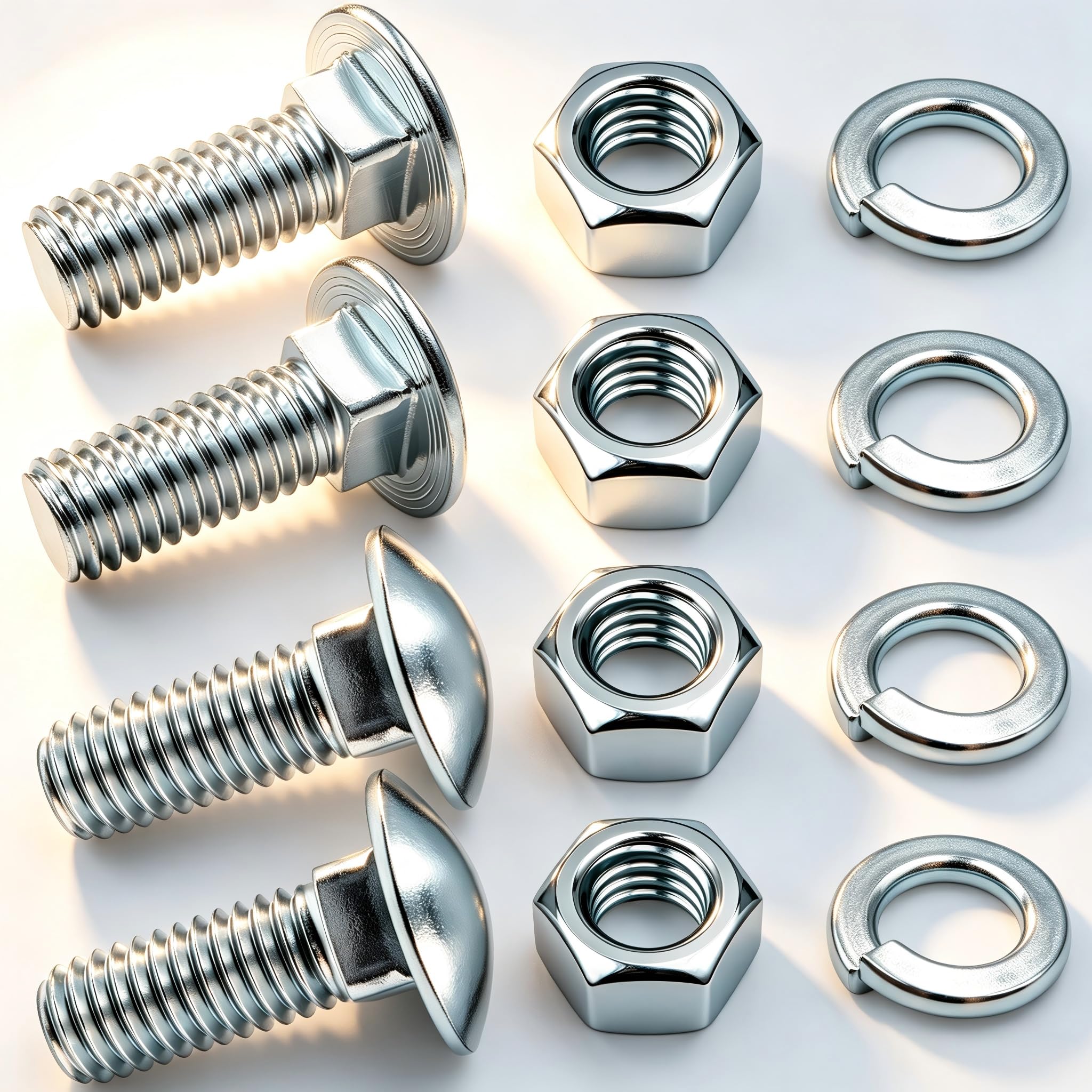 Chrome Bumper Bolts Kit 7/16-14x1-1/4 Carriage Bolts Round Head Compatible with Ford, 4 Set (4 Bolts + 4 Nuts + 4 Washers)