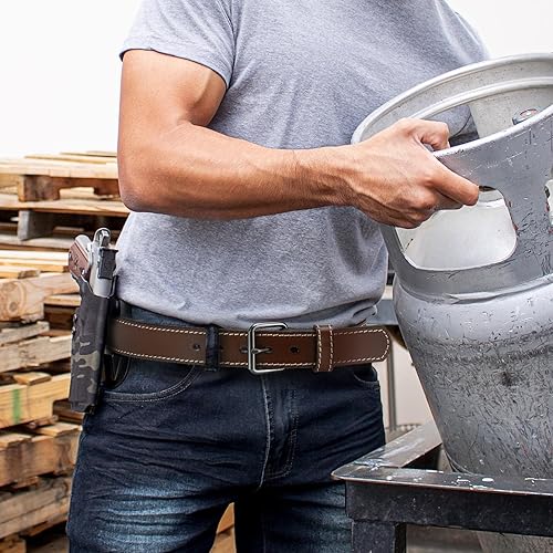 Miniatura 5 de Cinturón de cuero para pistola para hombre, cinturón de transporte oculto de 1.5 pulgadas, resistente y duradero