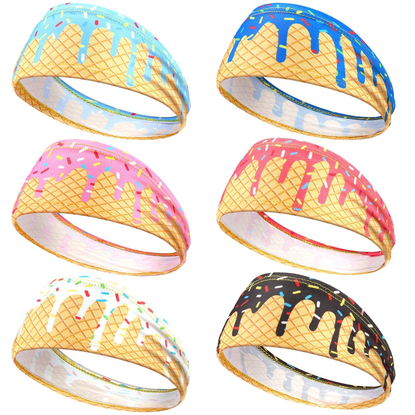 Suncalla Teenager Ice Cream Baseball Headband Elastic Polyester Sweatband Multi Color for Basketball Football Golf Ice Cream Drip Headscarf Baseball Stuff Women Men Accessory Team Gift(6)-image-9
