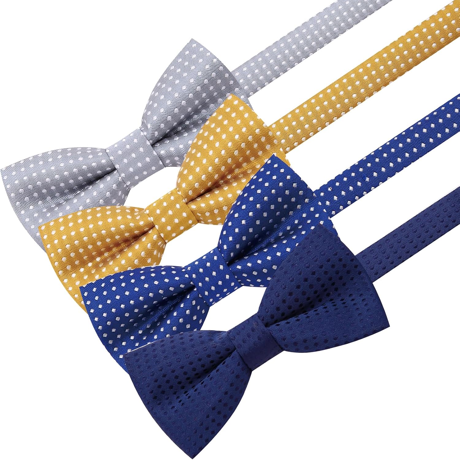 AUSKY 4 Pack Kids Bow Ties for Boys, Pre-Tied Adjustable Toddler Bowtie Set for Age 1-10 Years Old