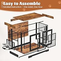 Vista 4 de VOPEAK Mueble rústico para jaula de perros de 40 pulgadas, jaula resistente con bandejas extraíbles para perros pequeños y medianos, jaula