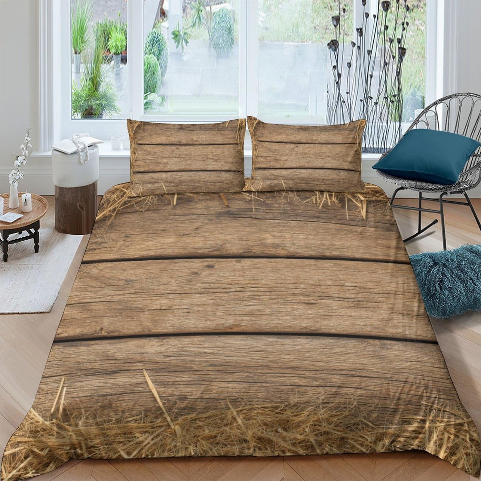 Ctjqhvkz Style-5 3D Printed Rustic Wood Grain Fitted Sheet Microfiber Soft Breathable Barrel Plank Bed Cover For Bedroom, Guest Room, Dorm Decor Single（135X200cm）