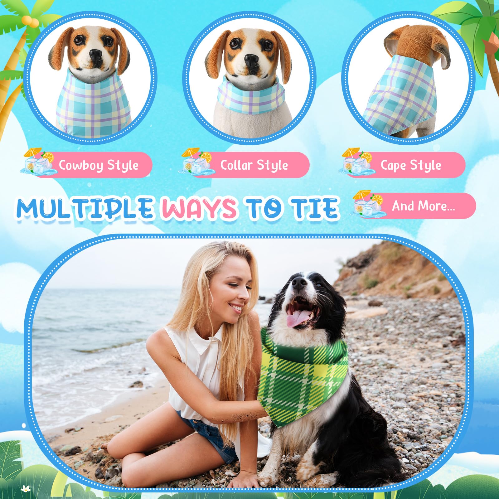 Pickmesh Lot de 150 bandanas à carreaux pour chien en vrac hiver printemps Pâques bandana réglable lavable pour animal domestique Fournitures de toilettage saisonnières pour chiens de petite et grande