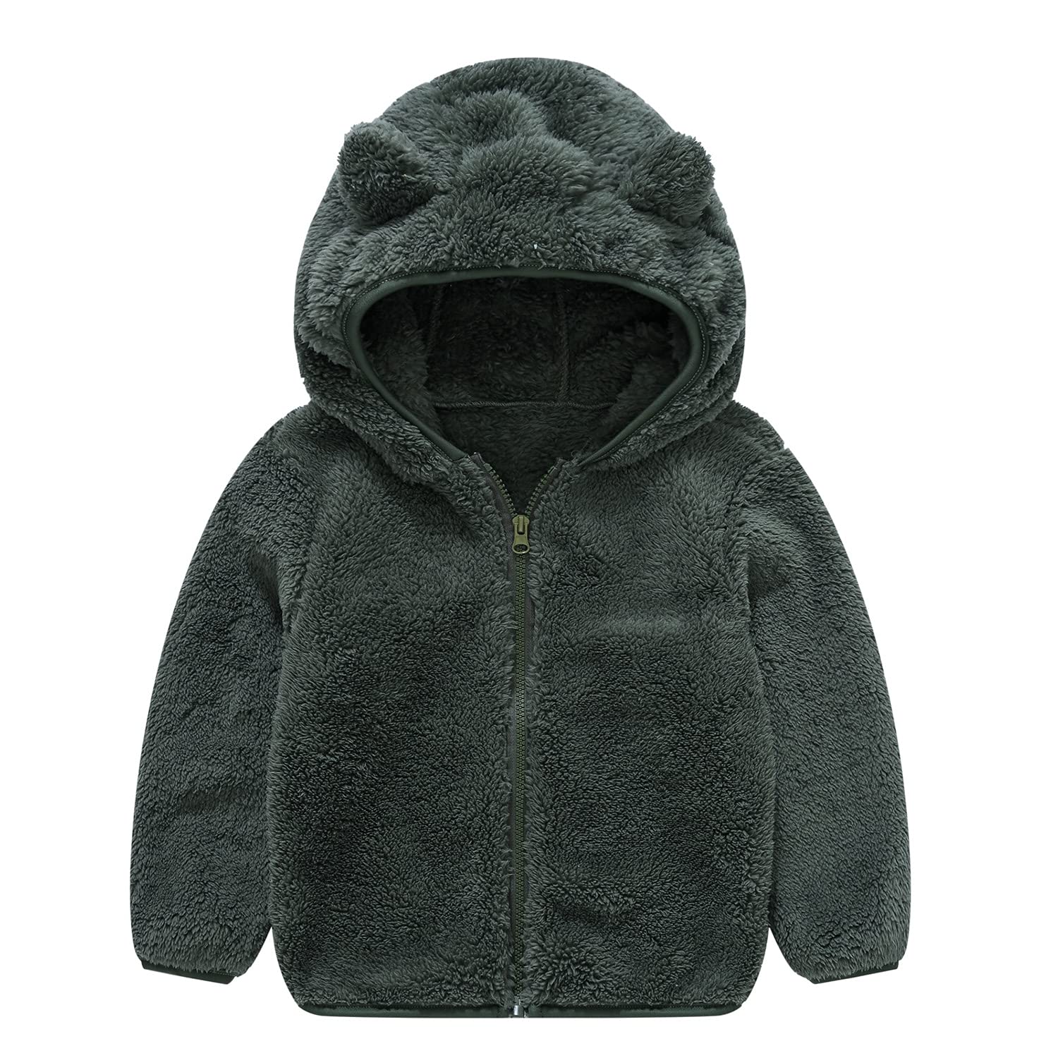 JESKIDS Toddler Girls Boys Fleece Hoody Jacket Zip Up Teddy Coat Warm Winter Outwear