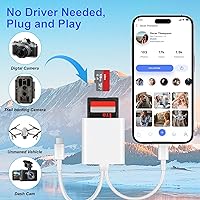 Vista 5 de Lector de tarjetas SD Denlane para iPhone iPad, lector de tarjetas de memoria con interfaz dual USB C y Lightning, adaptador de cámara digital