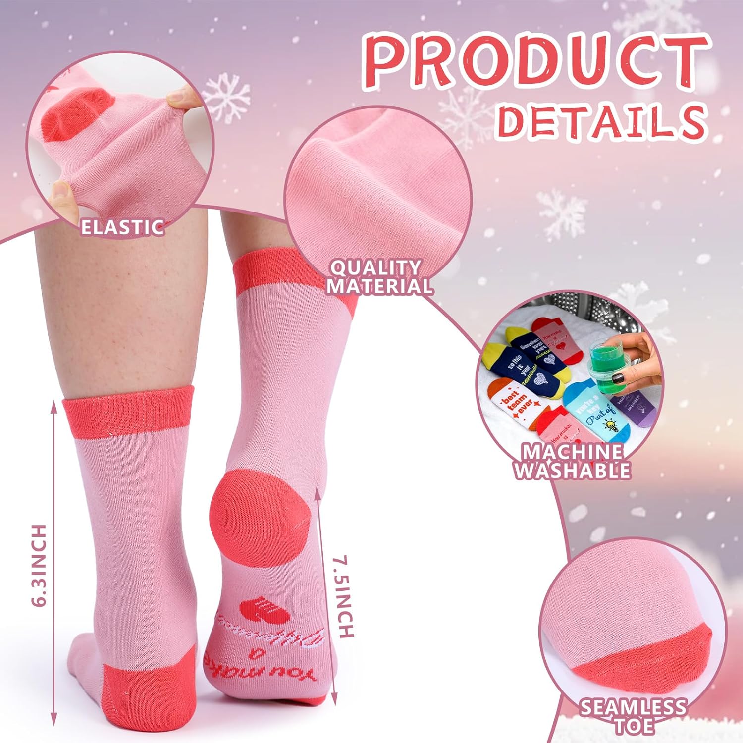 Bonuci 12 Pairs Team Appreciation Gifts for Employee Best Team Ever Crew Socks Bulk Thank You Gifts for Women Men Employee Appreciation Week Staff Coworker Teacher Party Favors - Image 3