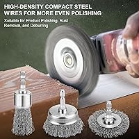 Vista 4 de 6 piezas de rueda de alambre profesional, cepillo de alambre de acero al carbono para taladro, cepillo de taza de alambre para taladro para limpieza