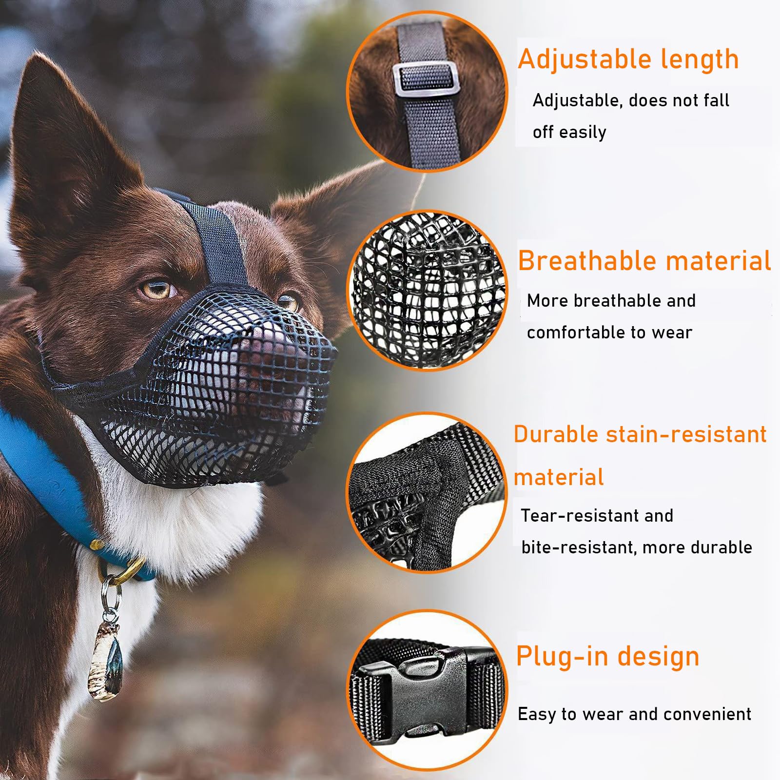 KixMalkinly Dog Muzzle, Muzzles with Adjustable Velcro Straps - Image 4