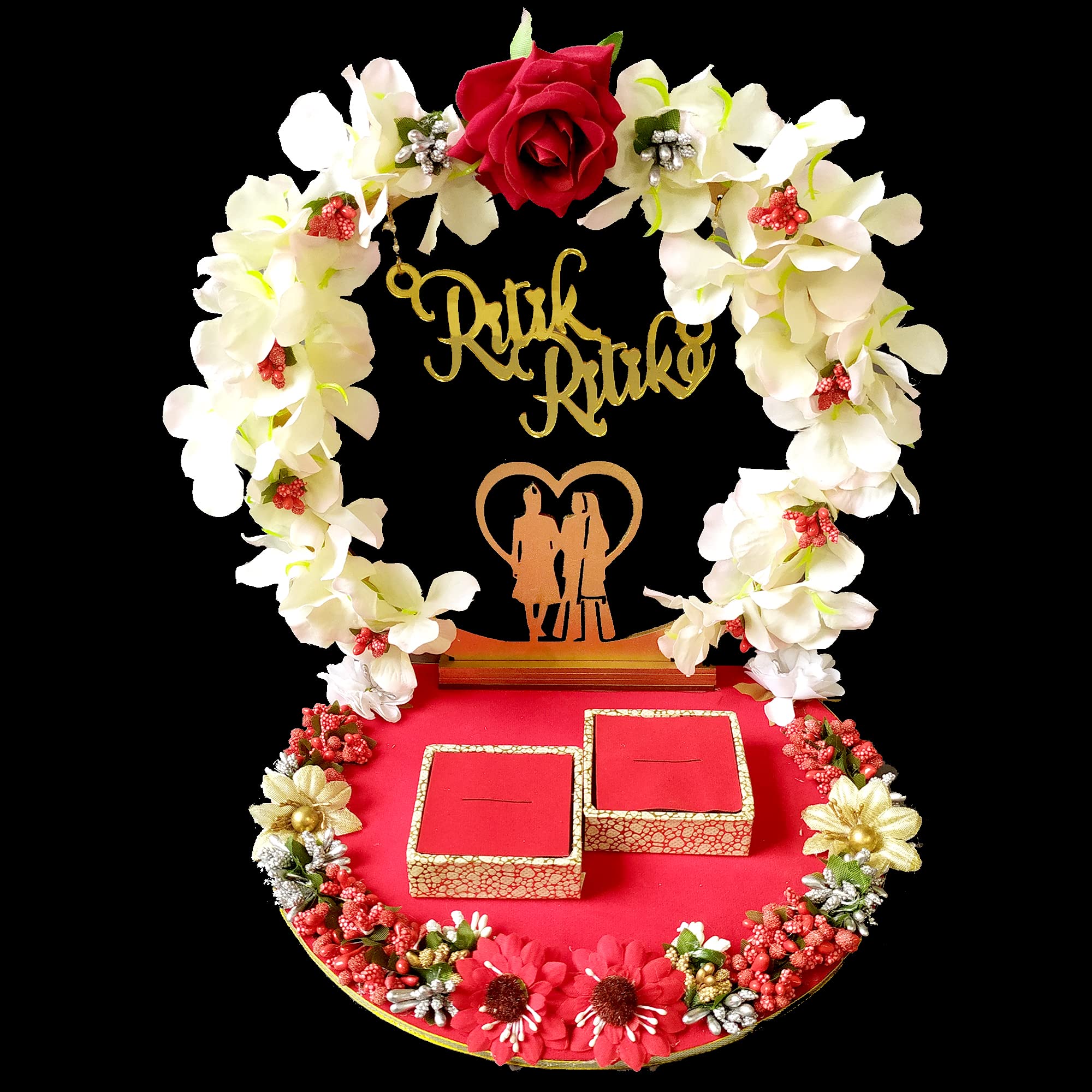 RN COLLECTION Customized Engagement Ring Platter Wooden Engagement Ring Tray For Couple With Hanging Name Red (B0CGLSKXZ7) Amazon Price History, Amazon Price Tracker