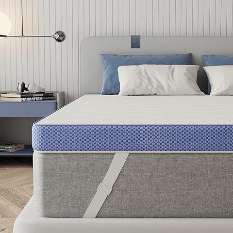 BedsPick Twin Mattress Topper, 3 Inch Memory Foam Cooling Gel Foam Bed Mattress Topper for Pain Relief, Soften Firm Mattress for Single Room, Washable Cover, Non-Slip Elastic Band, CertiPUR-US