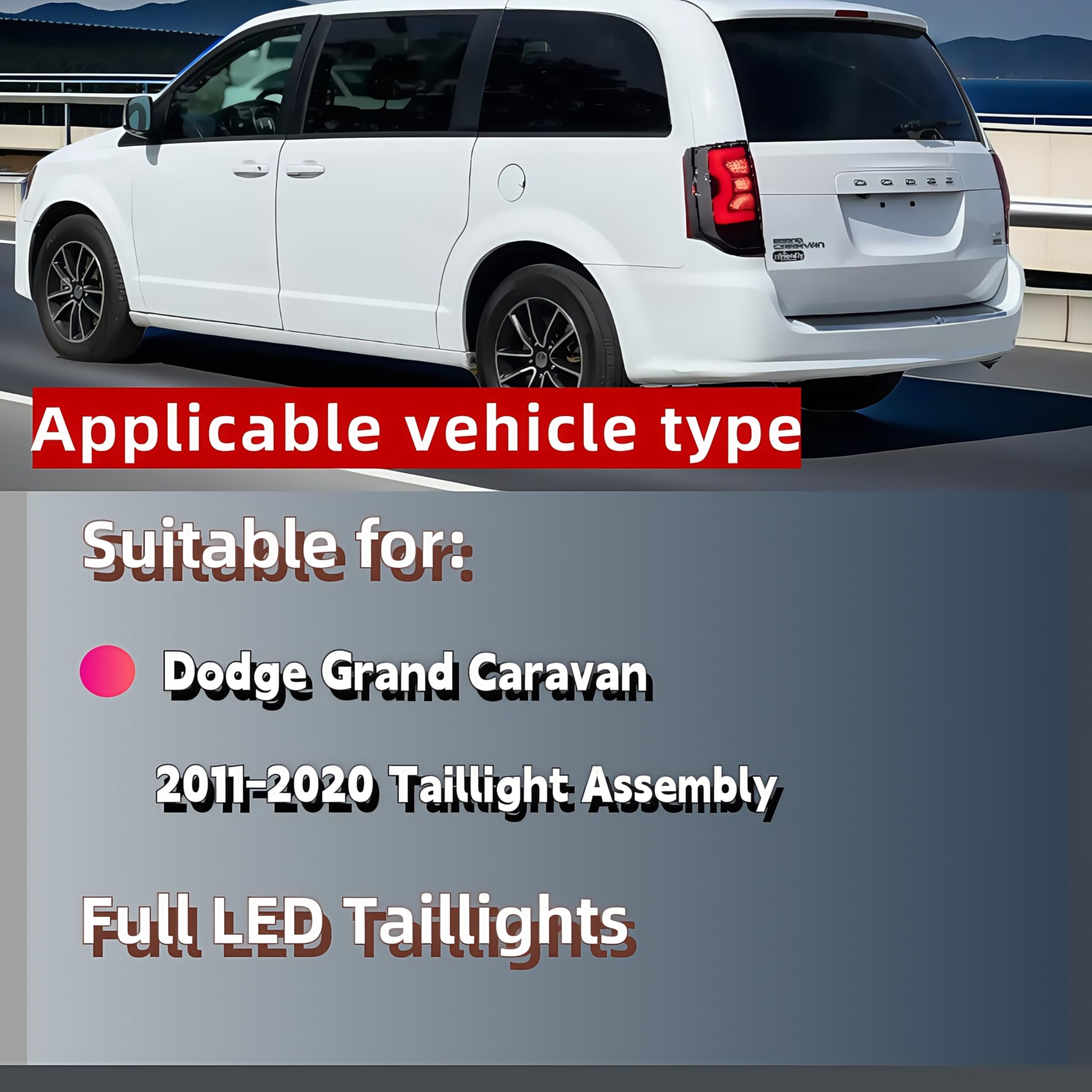 Photo 1 of OAIPFDQ Daily-Use Full LED Tail Lights for Dodge Grand Caravan 2011–2020, Plug & Play Rear Brake Reverse Lamps, Smoked Lens Replacement