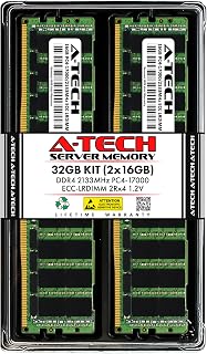 A-Tech 32GB Kit (2x16GB) DDR4 2133MHz PC4-17000 ECC LRDIMM 2Rx4 Dual Rank 1.2V Load Reduced DIMM 288-Pin Server RAM Memory Upgrade Modules (A-Tech Enterprise Series)