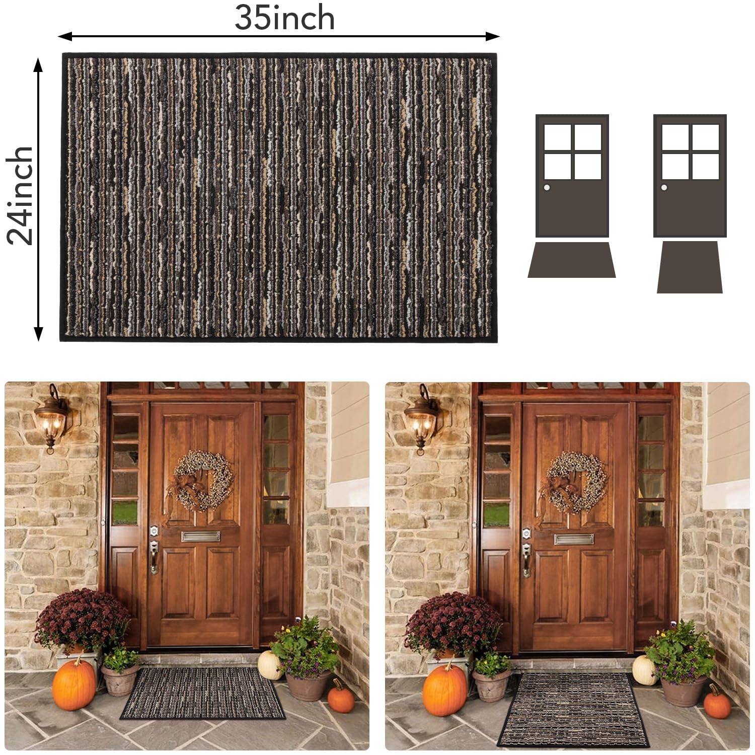 Biscpro Zerbino Ingresso Interno 60x90cm Tappeto Antiscivolo Lavabile Tappetino Assorbire lo Sporco Zerbini,Floor Mat Ingresso,Cucina,Corridoio,Terrazza