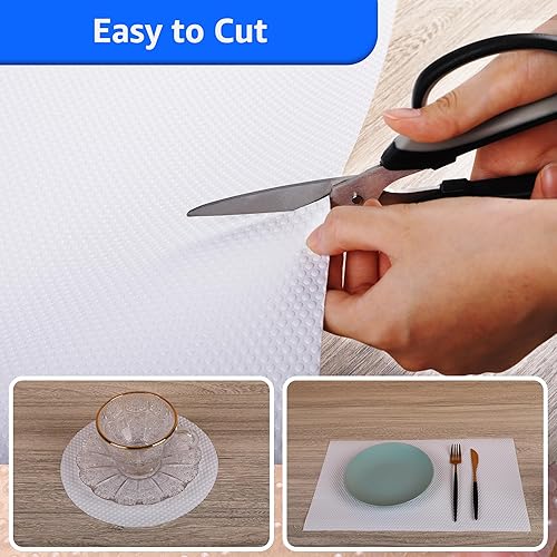 Miniatura 3 de PABUSIOR Shelf Liners White - Forro para cajones de cocina, (15 x 360 pulgadas), enrollable, antideslizante, impermeable, fácil de cortar, lavable,