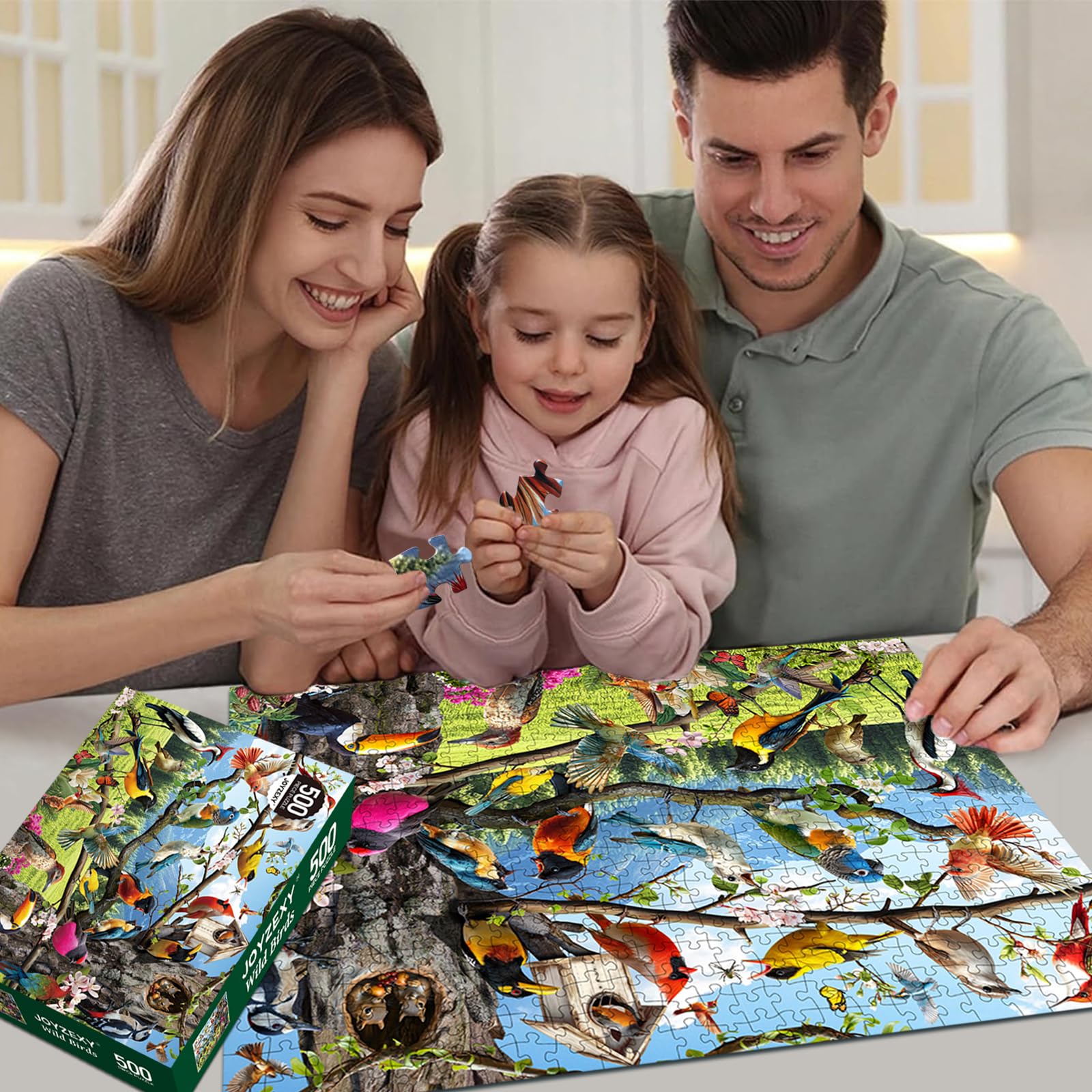 JOYZEXY Jigsaw Puzzles 500 Pieces, Wild Birds Puzzles for Adults, Nature Puzzle with Hummingbirds and Flowers Colorful 500 Piece Puzzle - Image 5
