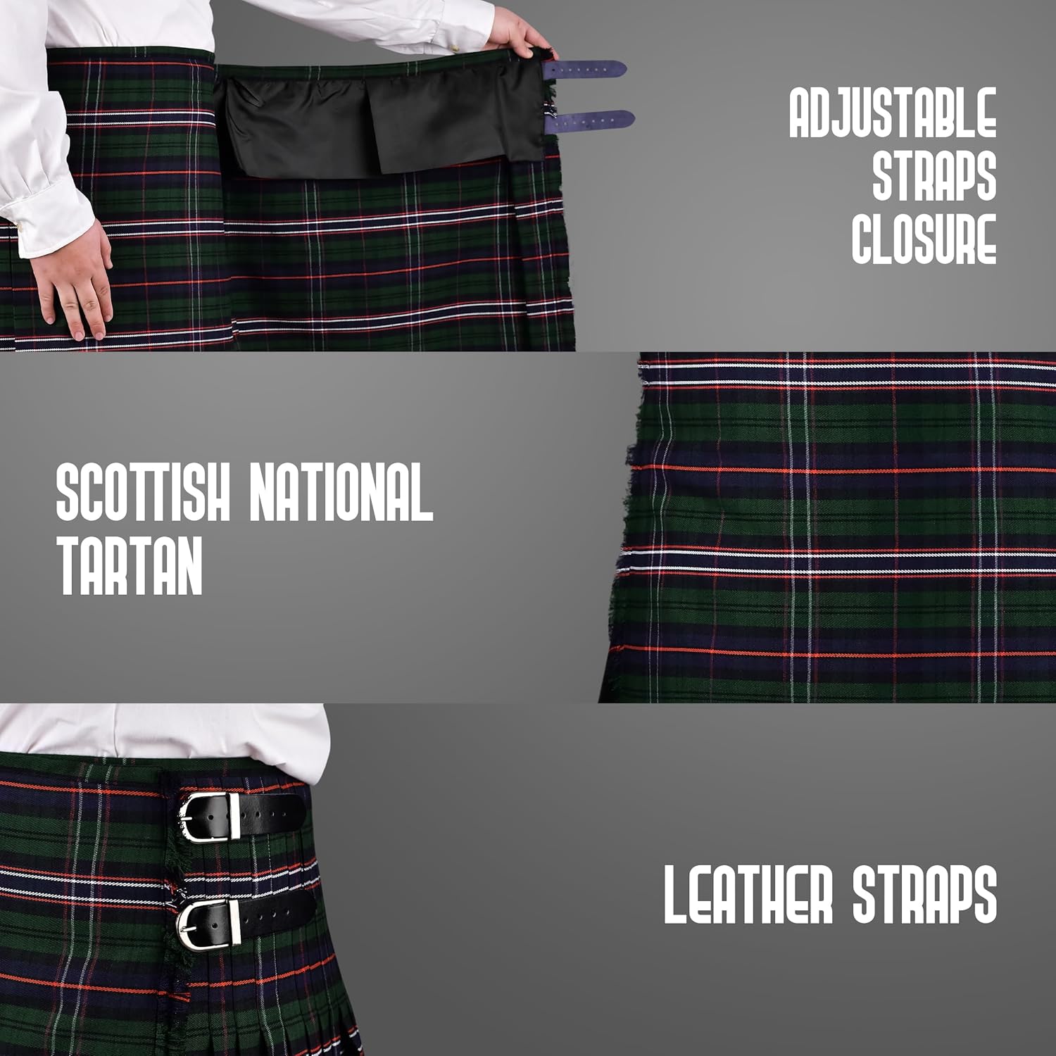 Kilt for Men I Scottish Tartan Kilt Polyviscose 8 Yard Traditional Mens Kilt - Image 4