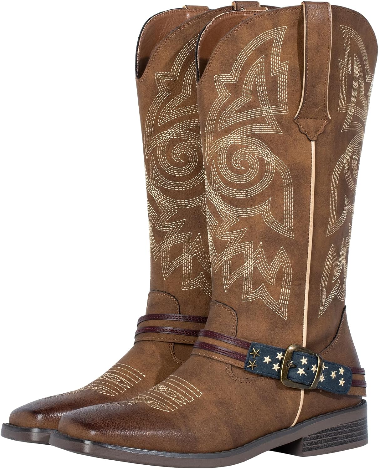 J's.o.l.e Women's Cowboy Boots - Wide Square Toe Design