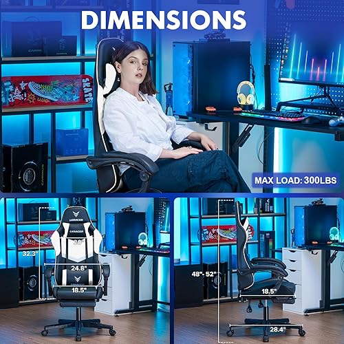Miniatura 2 de Gtplayer - Silla para juegos de video con reposapiés, silla de computadora ergonómica de respaldo alto con reclinación de 135, apoyabrazos con