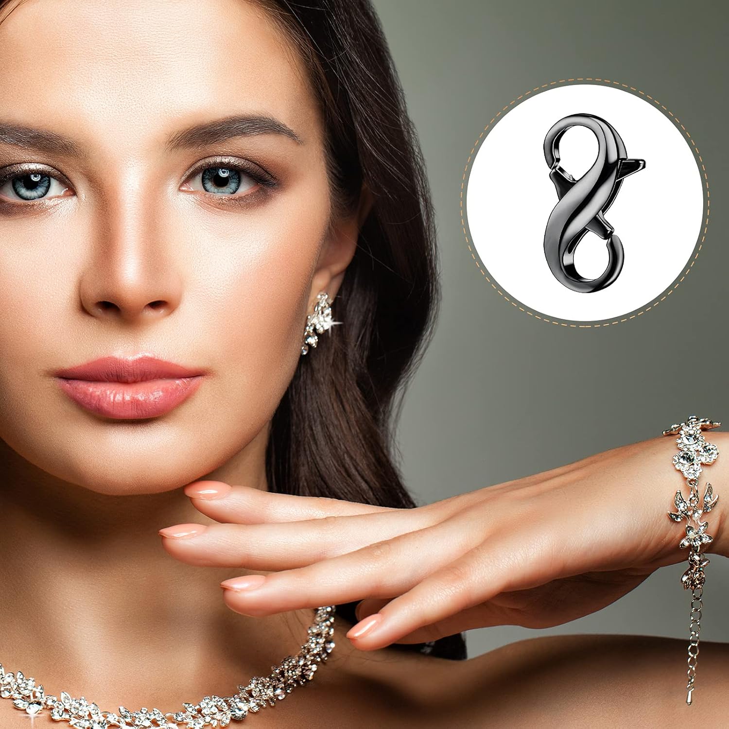 Hicarer 3 Pieces Double Lobster Clasp Double Claw Connector Necklace Bracelet Extension Clasp for DIY Women Jewelry Making Repair Kit(0.51 x 0.24 Inch,Black) - Image 5