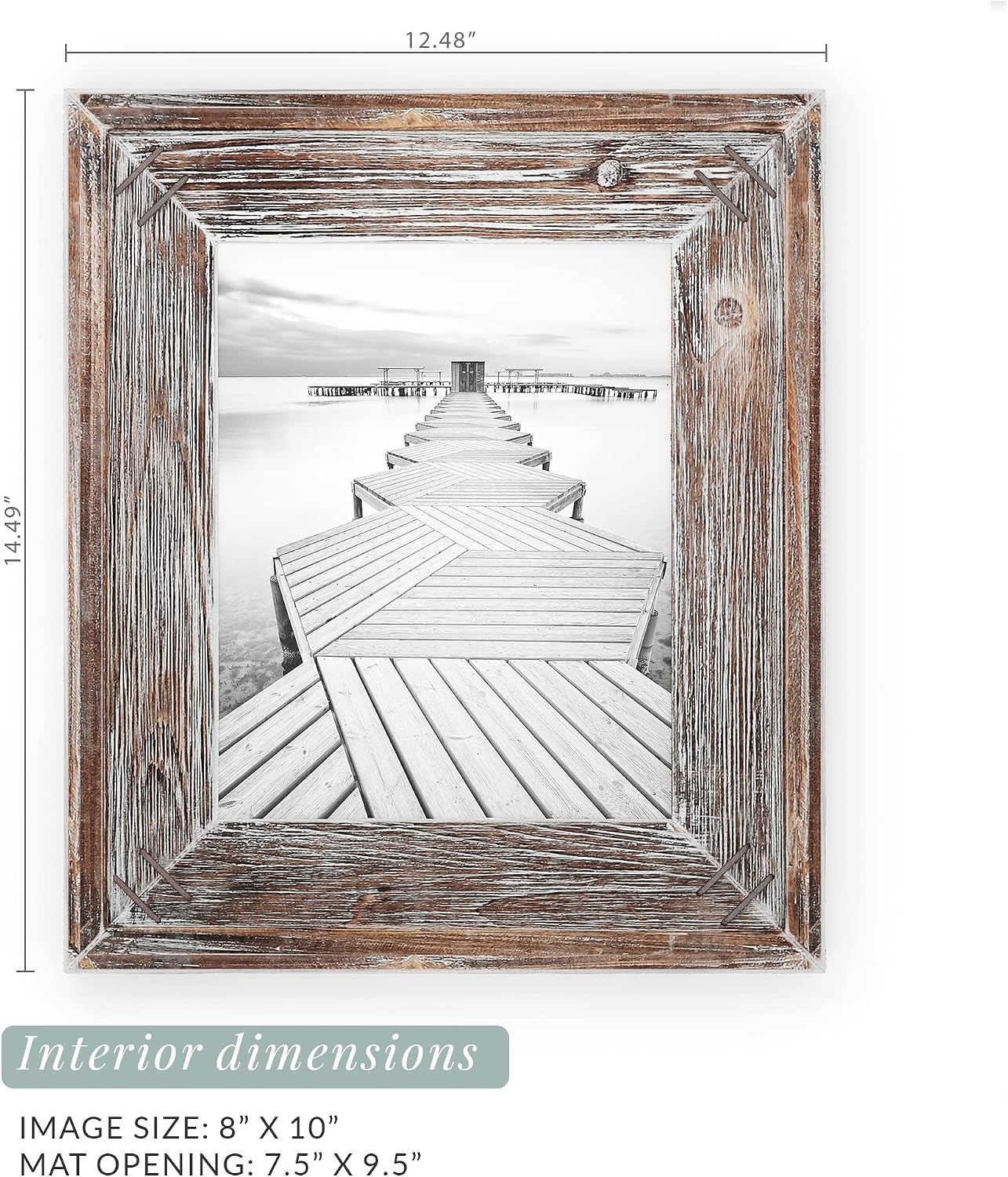 Barnyard Designs 8x10 Rustic Picture Frame 8x10 Frame Distressed Brown Wood Picture Frame, Farmhouse Picture Frame, Rustic Frame Vertical or Horizontal Display, Tabletop Wall Hanging Farmhouse Frame