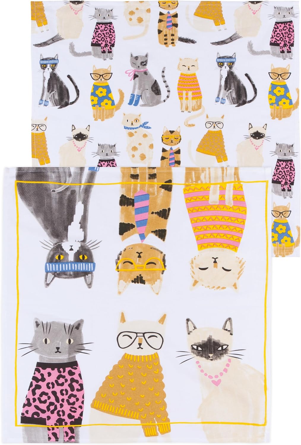 Jubilee Feline Fine Cat Floursack Dishtowel Set of 2