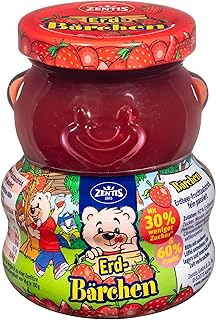 Zentis Bärchen Erd-Bärchen Erdbeere – 250 g Glas zuckerreduzierter und passierter Fruchtaufstrich mit 60% Erdbeeren im süßen Bärchenglas