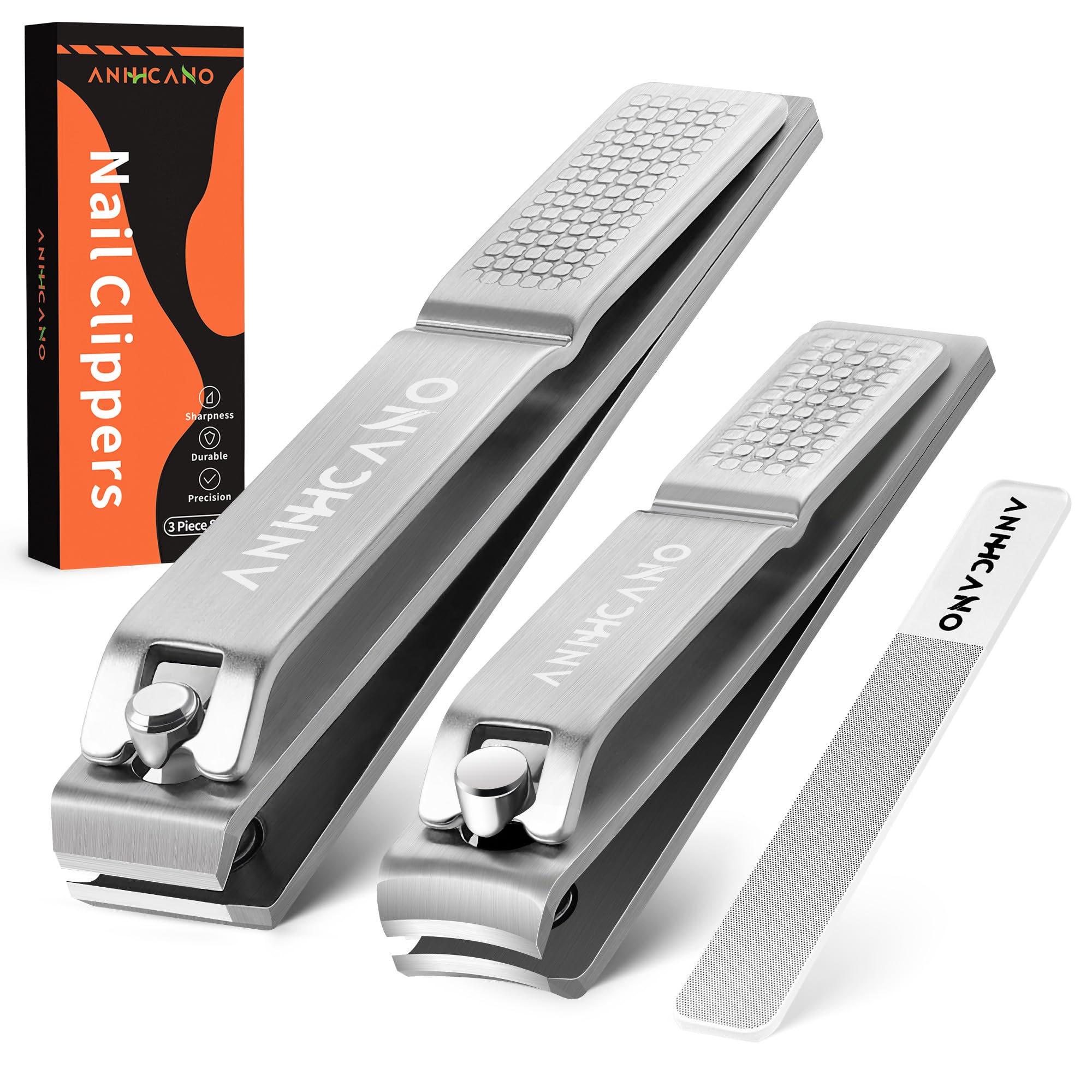 Nail Clippers with Glass Nail File, Ultra Sharp Nail Clipper Set, Professional Fingernail & Toenail Clippers Nail Cutter S...