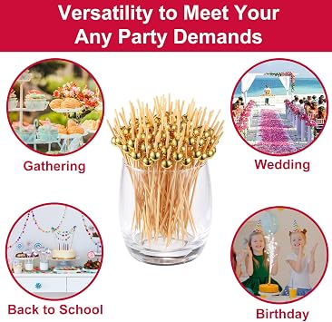 200 PCS Cocktail Picks, Fancy Toothpicks for Appetizers Bamboo Tooth Picks