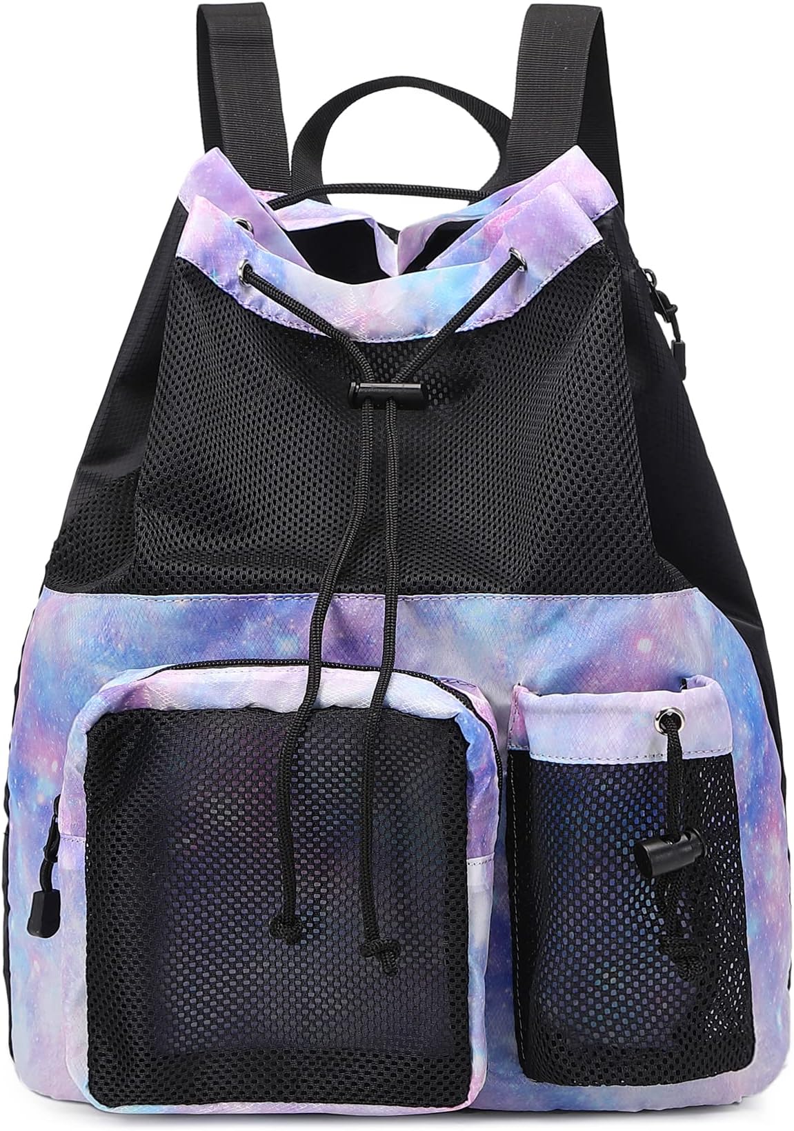 LoholLarge Mesh Drawstring Backpack with Shoe Bag, Durable Swimming String Sack with Handle for Sports Gym Yoga Beach Travel