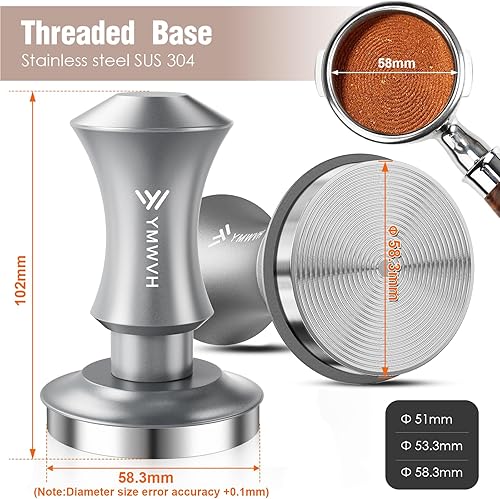 Miniatura 2 de Prensador de Café Espresso de 2.295 in Barista con Doble Resorte Cargado, Base Ondulada 100% Acero Inoxidable, Constante 30 libras, Compatible con