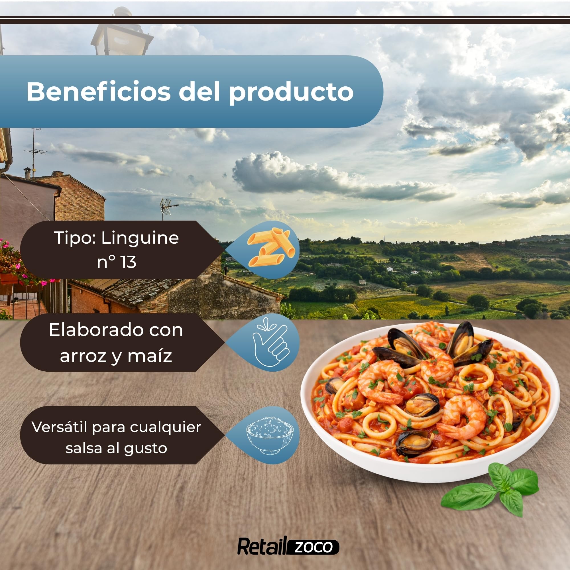 Linguine Rummo Nº13, Pasta Italiana, Pasta sin gluten, Pasta alimenticia con harina de arroz integral y maíz, Sin gluten, Elaboración lenta, 3 Paquete de 400 gr