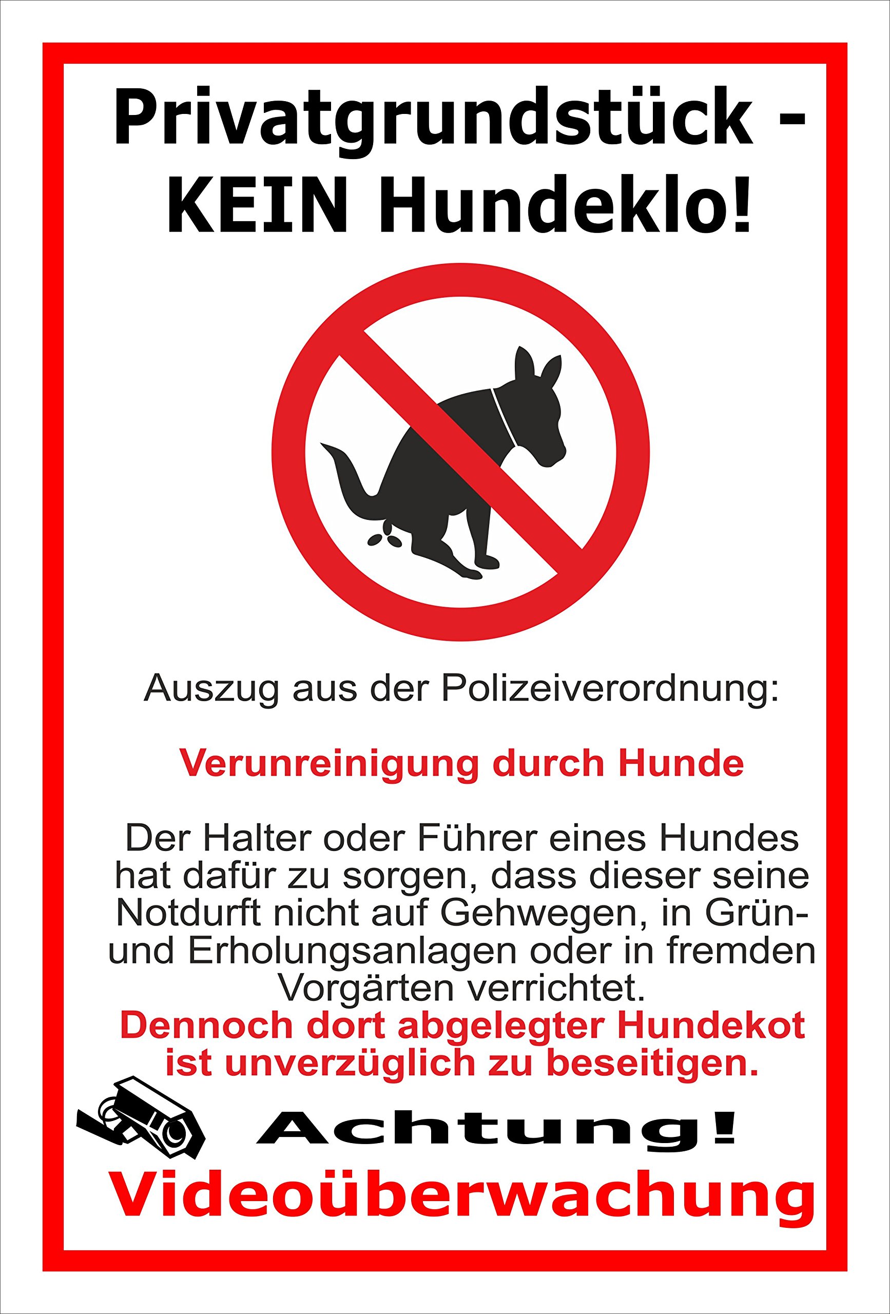 Schild - Privat - Kein Hundeklo - 60x40cm - 3mm Aluverbund – 20 VAR S00187-032-B