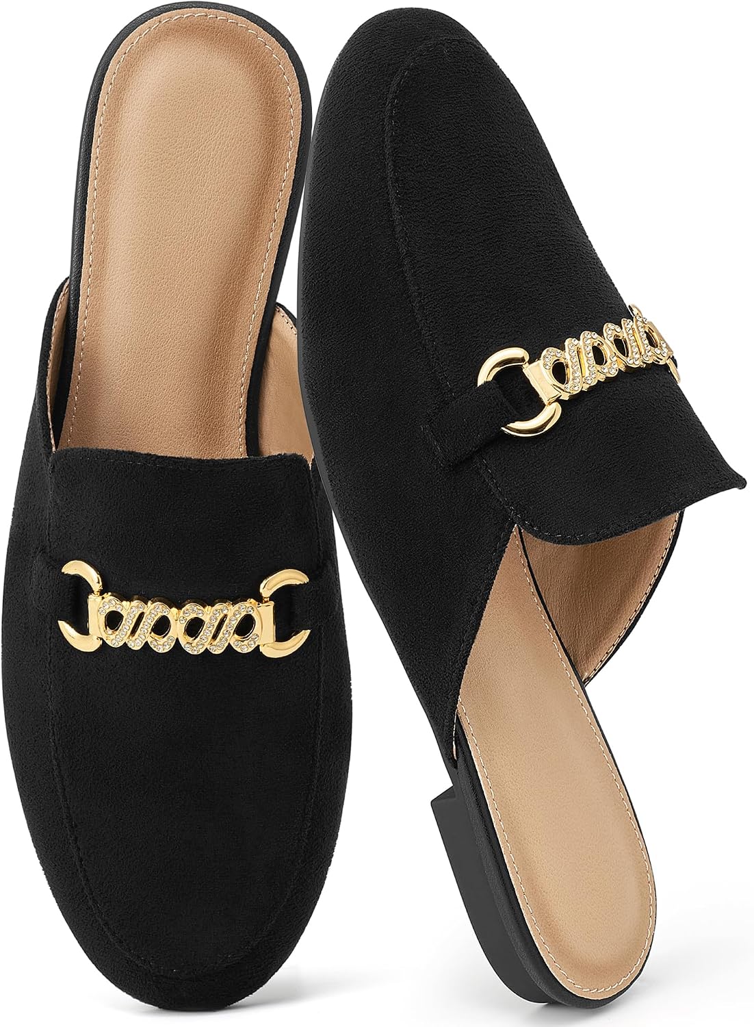 Alicegana Mules for Women Dress Flats: Comfortable Suede Backless Loafers | Closed Toe Business Casual Shoes - Slip On Slingback Buckle Slides for Work Office Commute 2026
