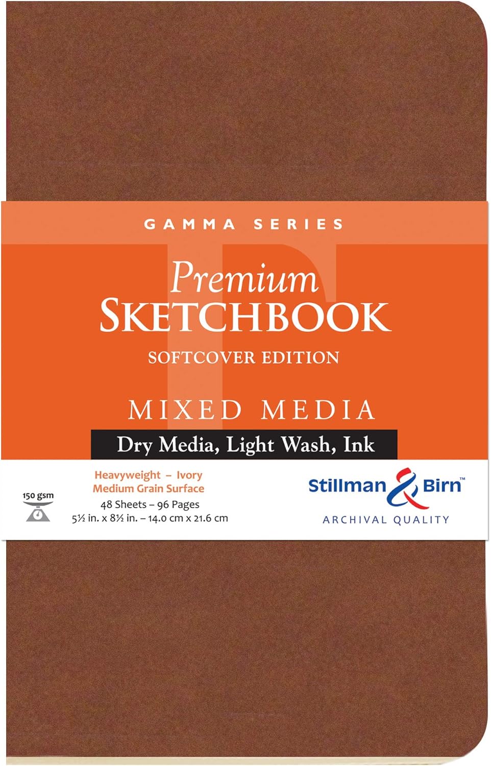 Stillman & Birn Gamma Series Softcover Sketchbook, 5.5" x 8.5", 150 GSM (Heavyweight), Ivory Paper, Medium Grain Surface