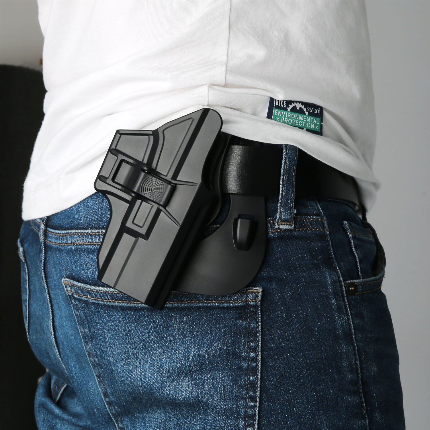efluky Fondina Glock Pistola Polimero Holster per Glock 19/23/32(Gen1-5), Glock 19X, Glock 45, Paddle 60° Regolabile Nero