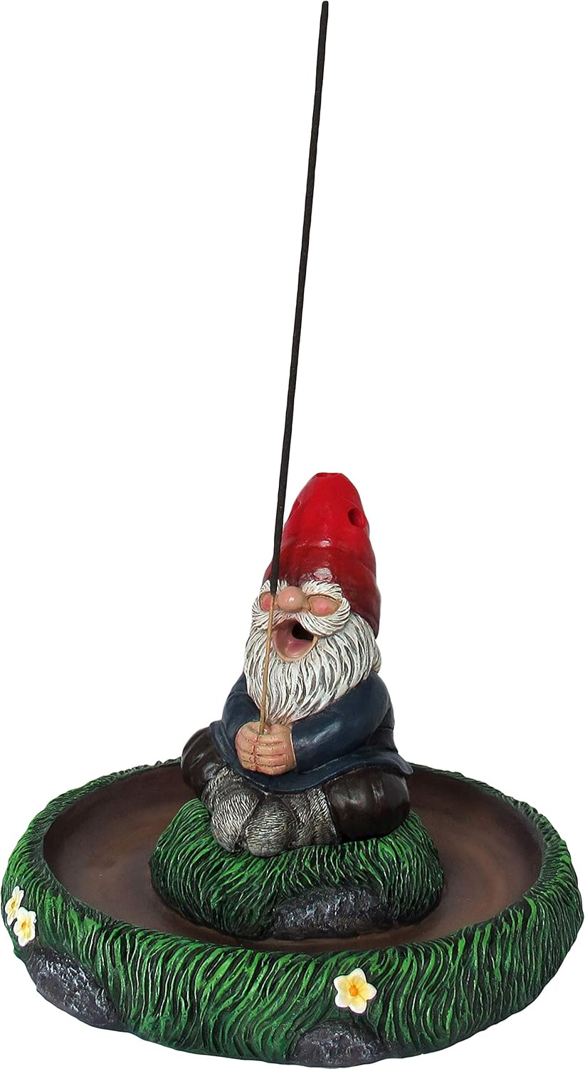 World of Wonders Ol' Smokey Gnaughty Gnomes Series Garden Gnome Incense Holder | Meditation Gifts for your Home Office | Home Fragrance Products and Aroma Therapy - 7.5"
