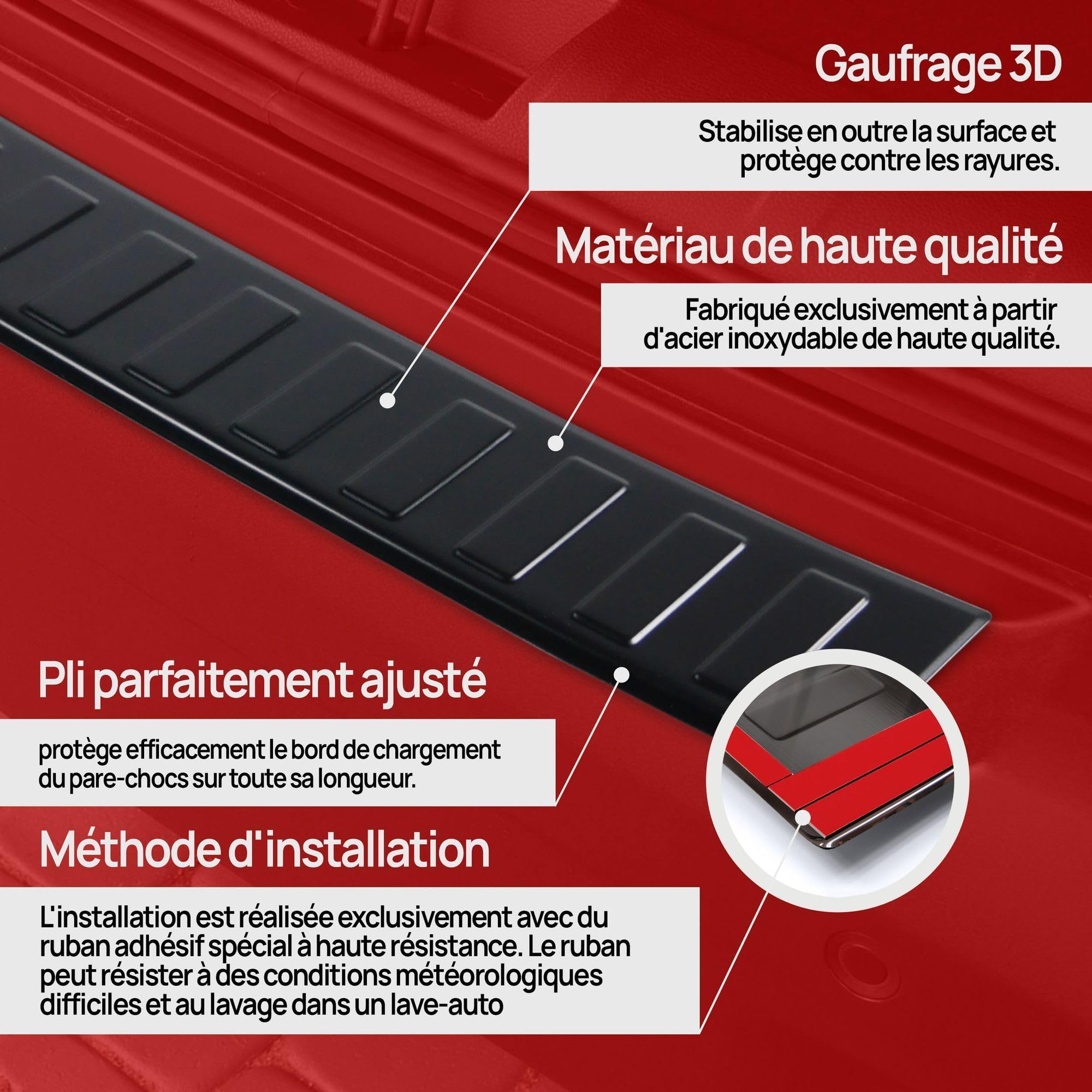CHROMEMASTER| Protection de Pare-Chocs arrière | Compatible avec Citroen Jumpy 2016- | Acier Inoxydable Peint en Noir, Mat | Protection de seuil de Coffre pour protéger Votre Voiture des Rayures