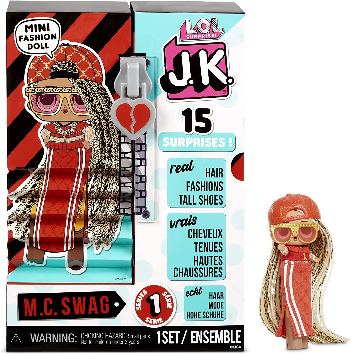 L.O.L. Surprise!LOL J.K. M.C. Swag Fashion Doll with 15 s JK MC Swag Mini Fashion Doll with 15 s
