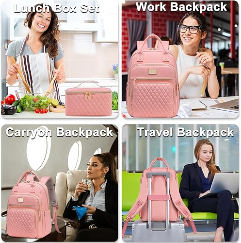 Miniatura 7 de Weitars Mochila de almuerzo para mujer, mochila para laptop de 15.6 pulgadas, mochila de viaje para mujer, mochila de trabajo, mochila para