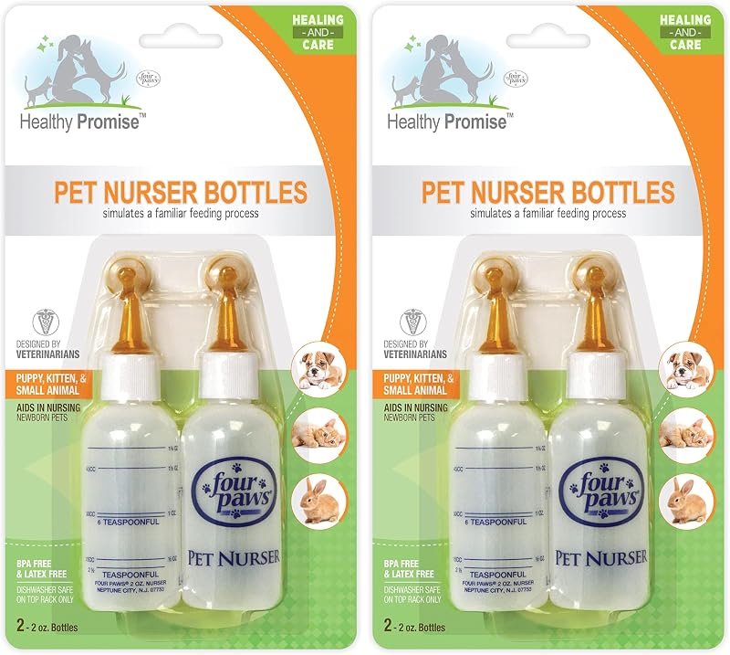 Mamadeira para Cães, Gatos e Pequenos Animais Four Paws com Bico de Borracha 2 unidades